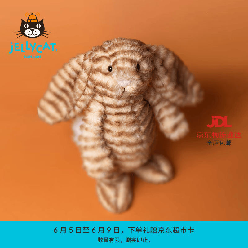 Jellycat致臻害羞朱尼珀邦尼兔毛绒玩偶陪伴娃娃送礼生日礼物 棕色 Medium