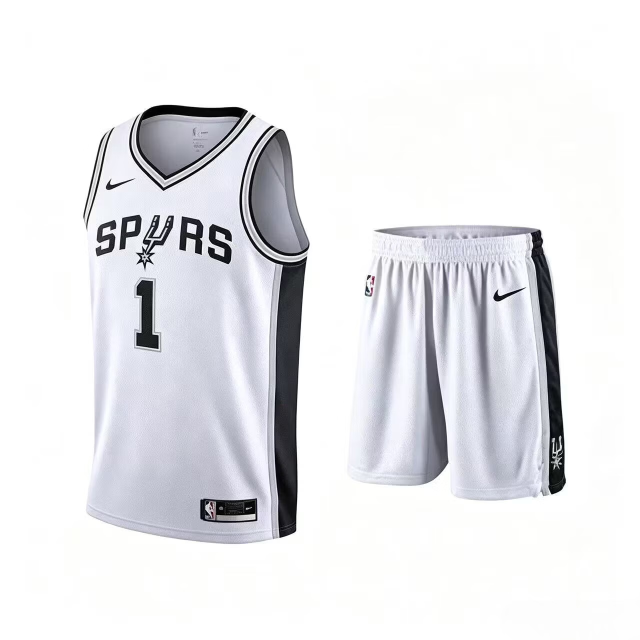 NBA KIDS-NBA马刺队1号文班亚马5号卡斯尔索汉迪伦哈珀球衣两件套篮球套装 1号文班亚马白色  套装 XXL建议体重190斤-220斤