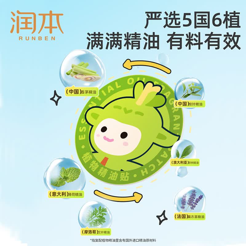 润本（RUNBEN）植物精油贴婴儿宝宝专用儿童学生成人户外随身专用贴植物精油贴 【全家适用】经典精油贴60贴*1