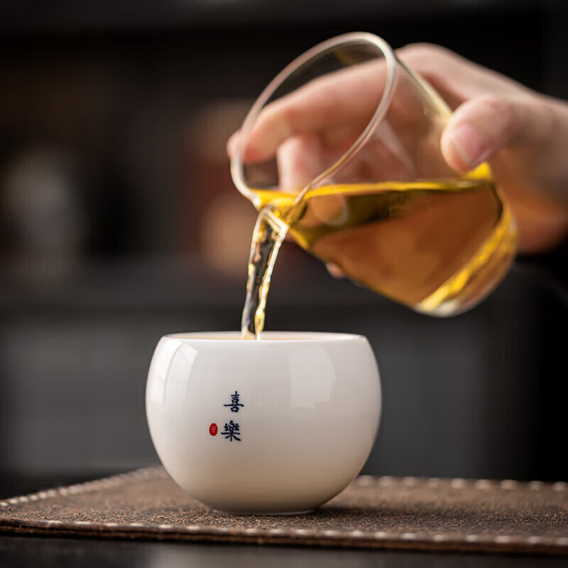 【工厂直发】羊脂玉瓷品茗杯陶瓷茶杯功夫茶具日式龙蛋杯功夫单杯 羊脂玉瓷主人杯-静心