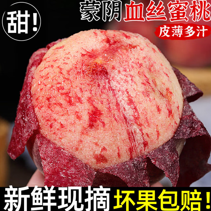 佑嘉木山东血丝蜜桃新鲜当季孕妇水果现摘蒙阴水蜜桃甜毛桃血桃红肉桃子 4.5斤