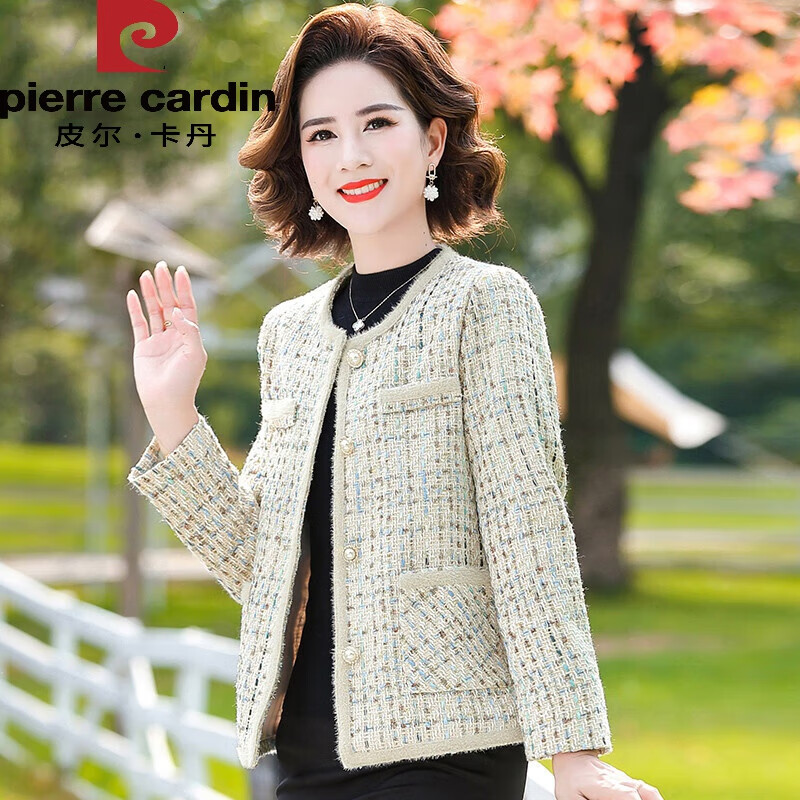 皮尔卡丹高档品牌女装  中年妈i妈秋装小香风外套40岁中年女士春秋