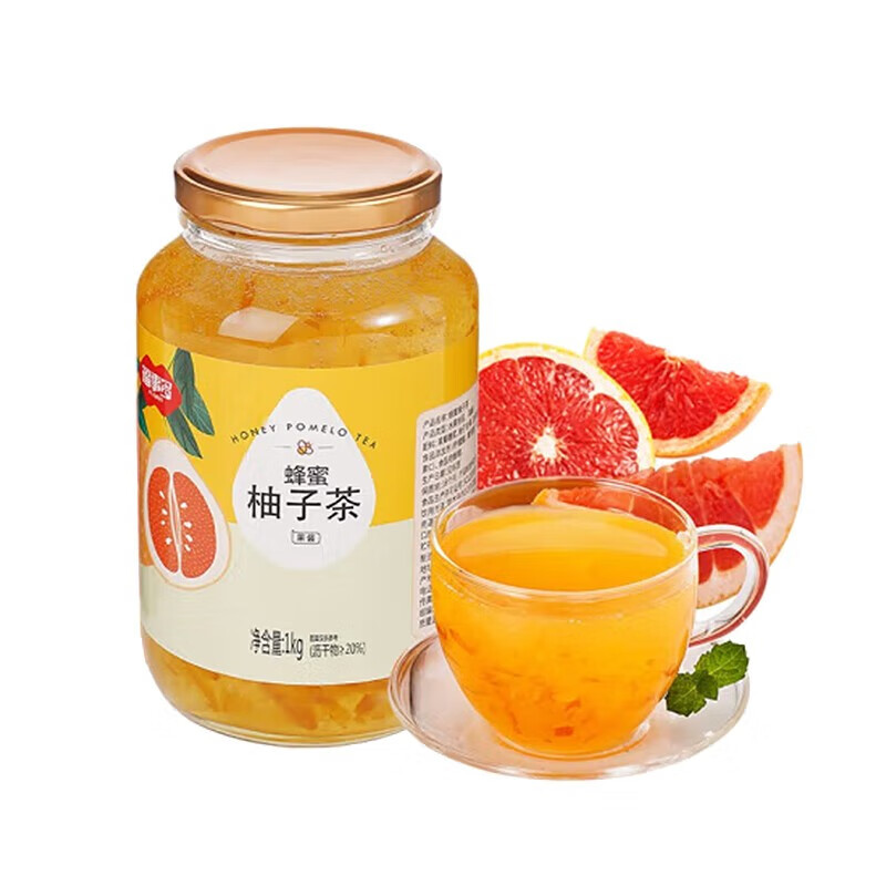 福事多酱果茶泡水冲饮蜜炼果酱水果茶饮品果汁饮料冷热冲调 蜂蜜柚子茶1000g