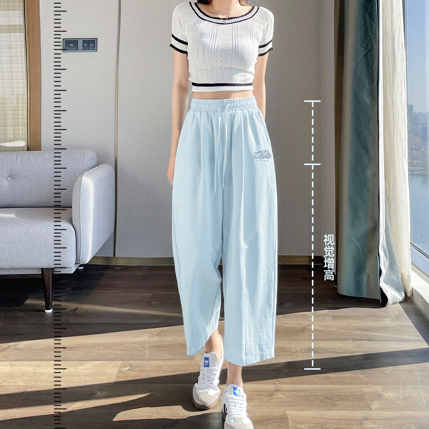 雪中飞白色九分萝卜裤女夏季2026新款小个子高腰显瘦裤子宽松休闲女装裤 米白976FW (心动红裤标) S 155/62A 【推荐体重85-100斤】
