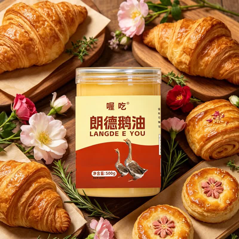 喔吃朗德鹅油精选纯种朗德鹅油原料熬制鹅油无杂质家用餐饮调味油 喔吃朗德鹅油500克X3罐