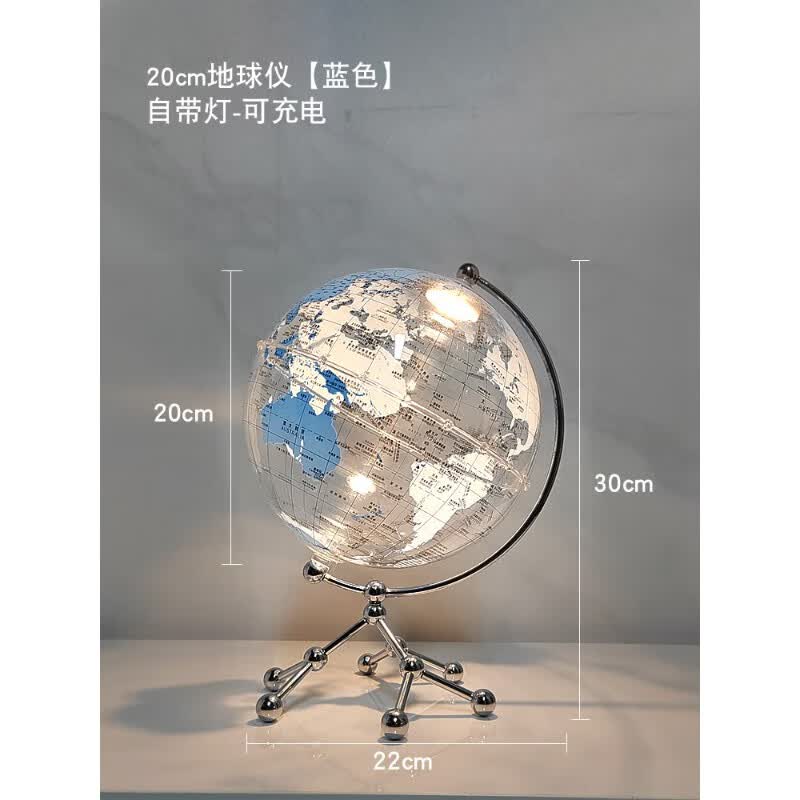 地球仪摆件轻奢卧室床头灯感宇航员太空人男孩生日礼物乔迁品 20cm蓝色(带灯充电款)