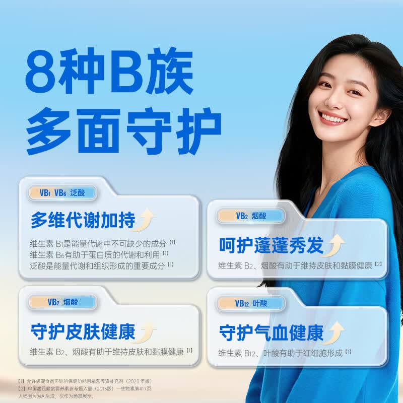 哈药复合B族维生素 成人男女补充维生素b含8种维b1b2b6b12叶酸烟酰胺 B族维生素咀嚼片 60片*1瓶 【效期到26年9月】