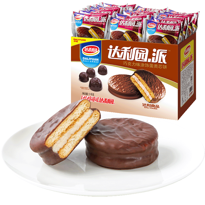 达利园注心蛋黄派整箱休闲零食营养早餐蛋糕点心新老包装随机发货 巧克力派1000g