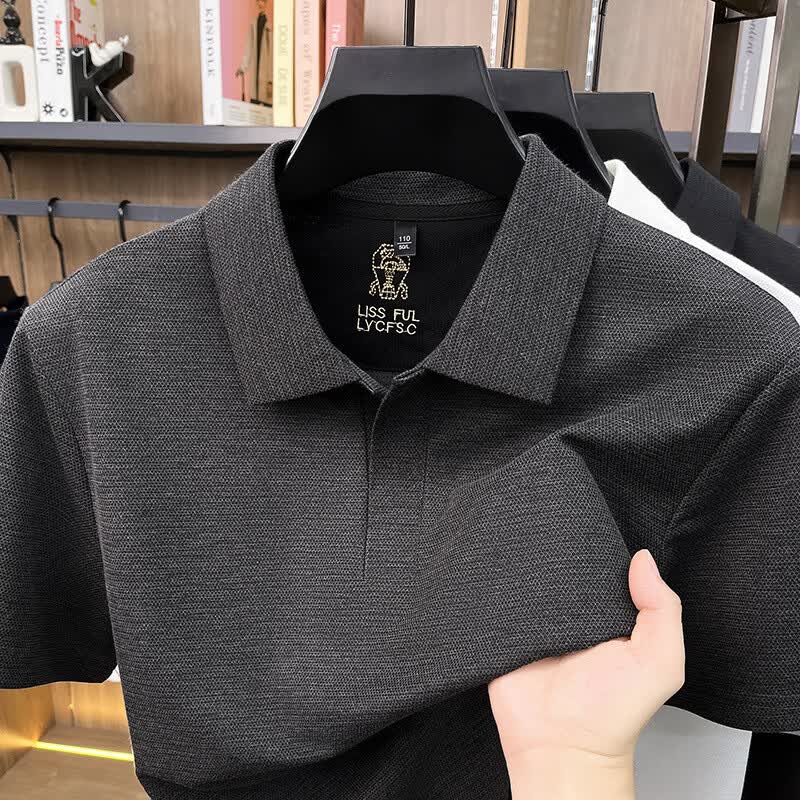 【美式轻奢】2026夏季新款时尚休闲短袖卫衣凉爽弹力POLO衫 高级灰 L 【125-140斤】