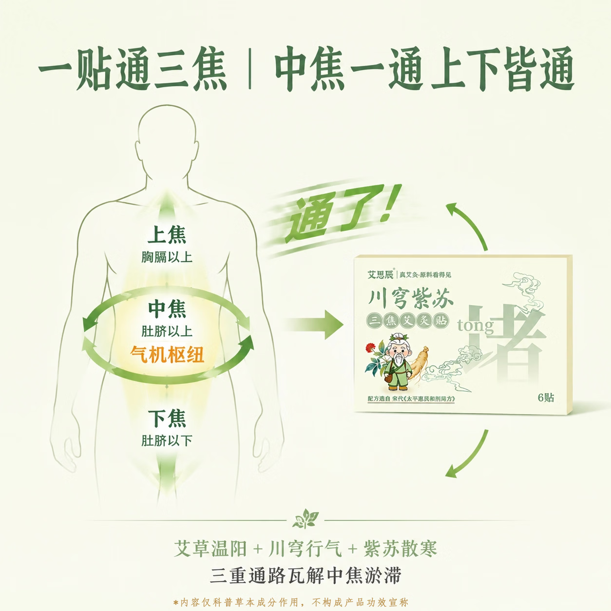 艾思辰通三焦贴上热中堵下寒肉桂足贴脾胃虚寒肚脐贴排湿驱寒穴位贴 三焦艾灸贴3盒【95%买家推荐】