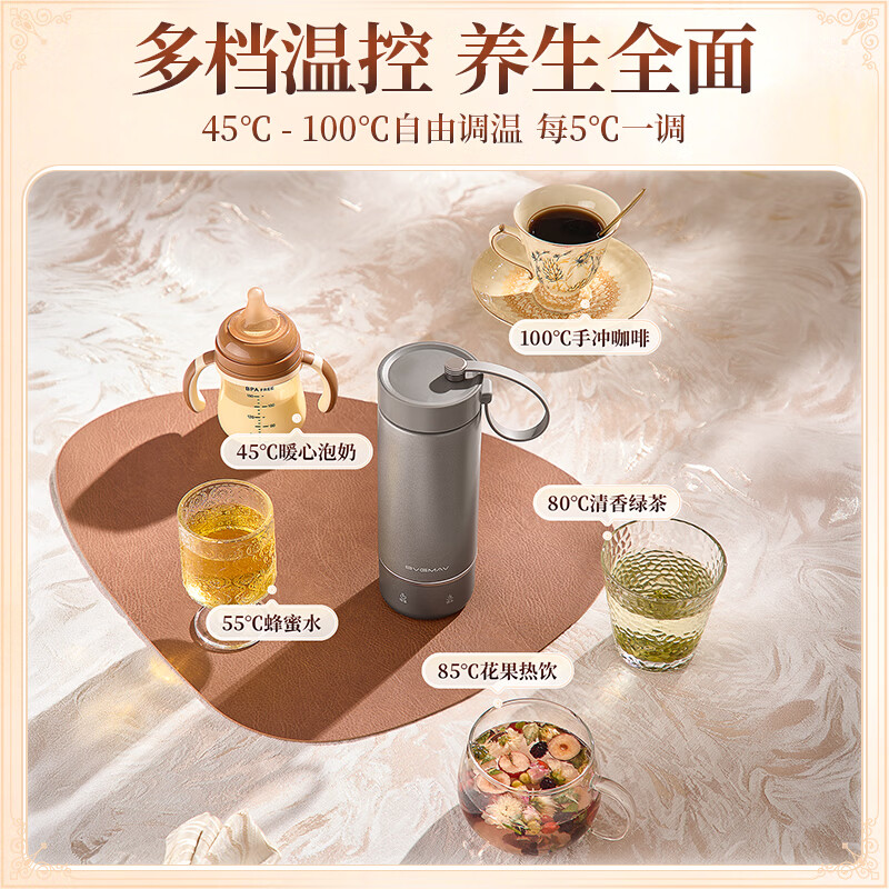 宝威玛(BVGMAV)便携纯钛烧水壶恒温电热热水壶出差旅行家用便携式保温一体烧水杯2026新款自动断电开水壶电热水瓶 0.4L 【含钛量99.9%】便携式纯钛烧水壶