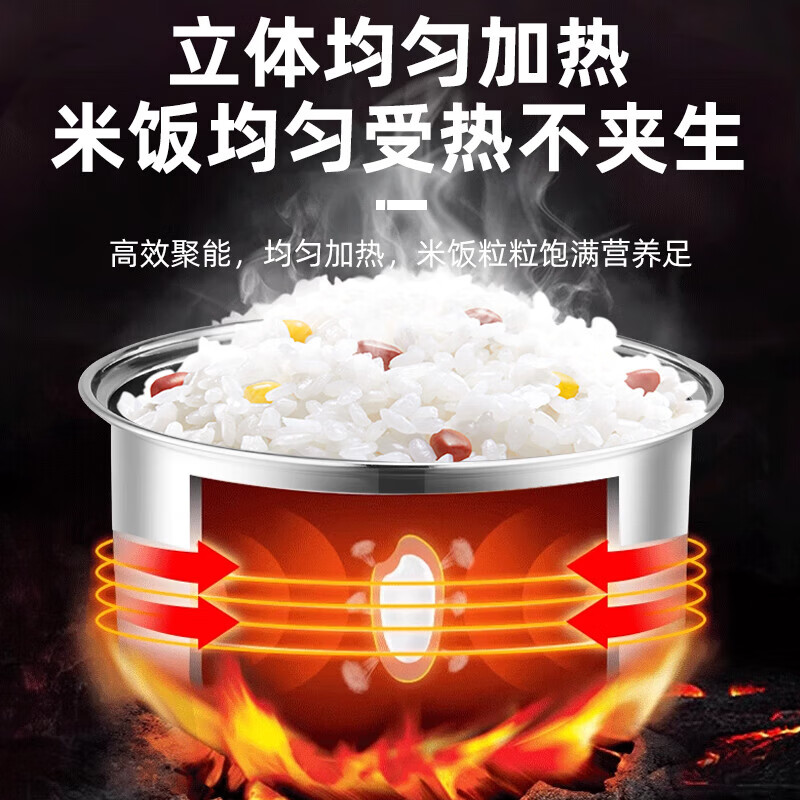 半球电饭煲 家用多功能 老式一键操作煮饭不粘锅 2-6升3到7人煲 小型迷你宿舍可用上蒸下煮电饭锅 不锈钢 4L 304不锈钢内胆2-5人