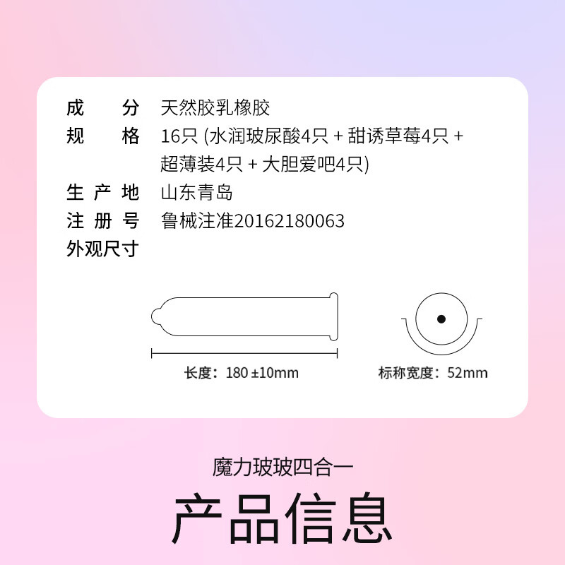杜蕾斯(durex)魔力玻玻四合一避孕套 啵啵玻尿酸润超薄系列 安全套套女性秒喷 【新品上市】超值魔力玻玻四合一16只