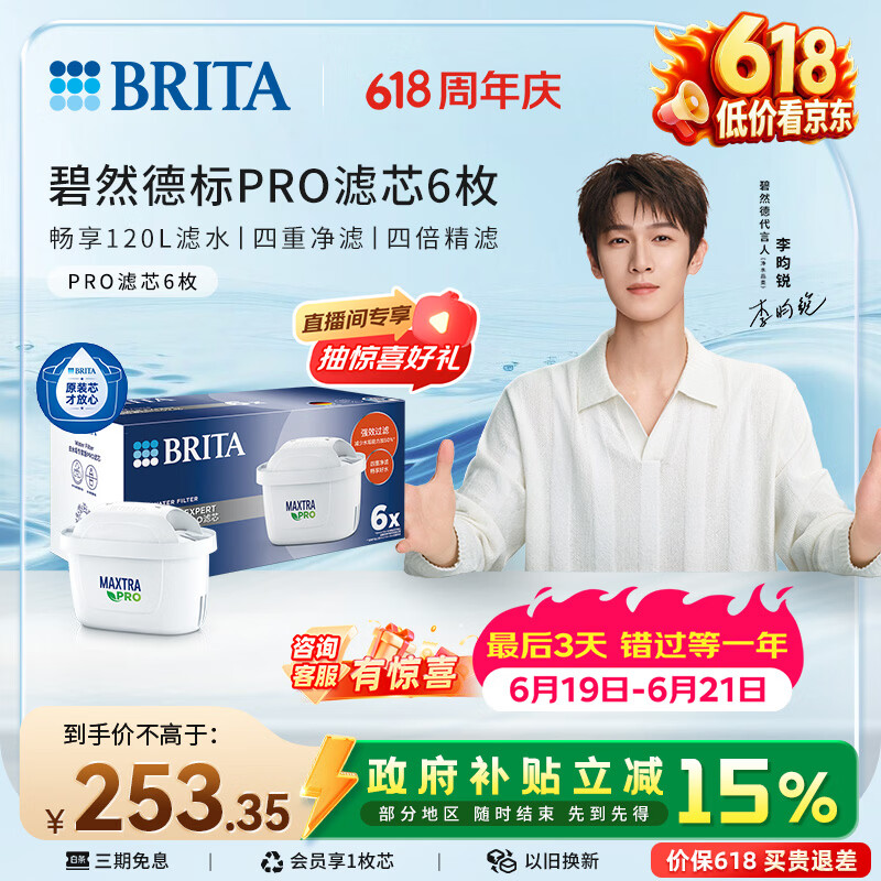 碧然德（BRITA）家用净水壶 滤水壶滤芯 MAXTRA Pro WLE 去水垢专家版PRO滤芯6只装