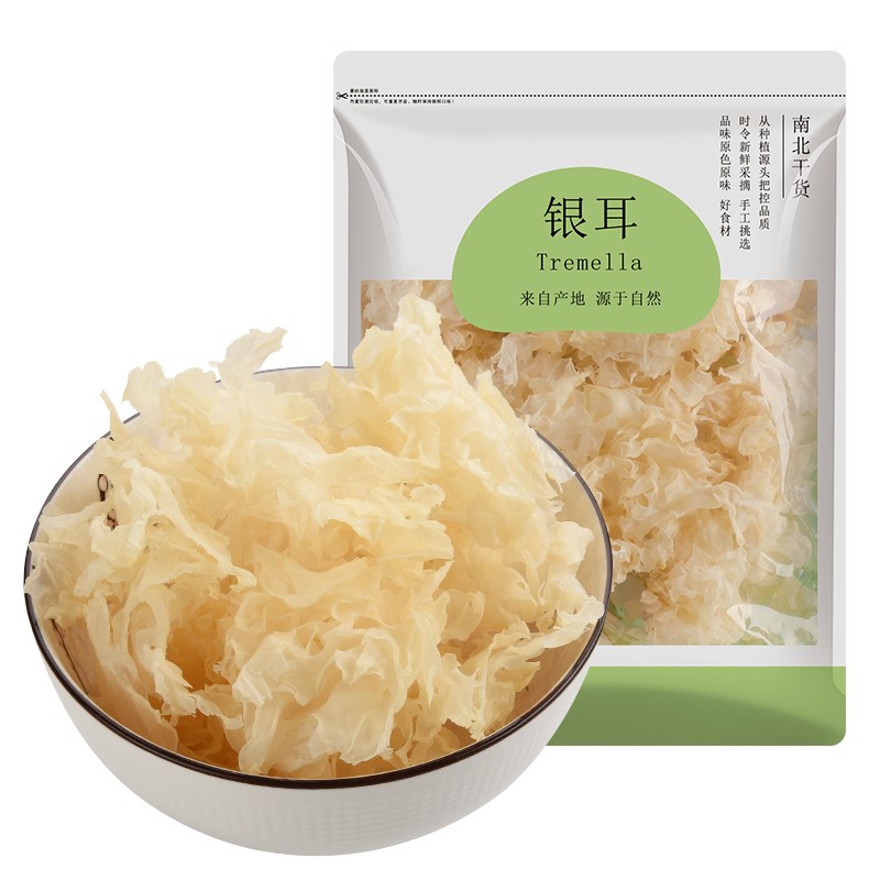 鲜烹烹 雪耳花 古田银耳干货 银耳花 雪花耳白木耳 糯耳无硫熏 150gx3