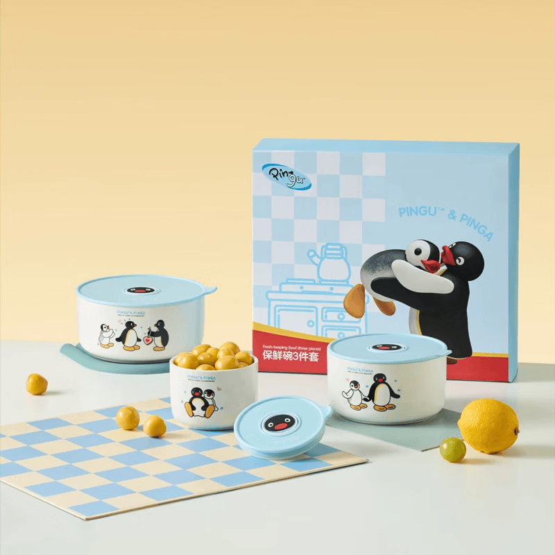 咏幻会员精选 有点淘气 x Pingu正版IP授权保鲜碗三件套/自嘲熊保鲜碗 Pingu-保鲜碗三件套