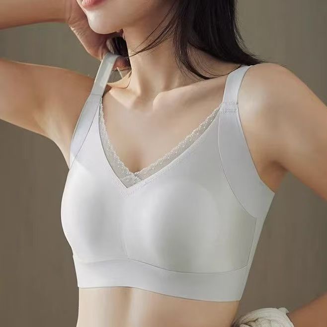 千奈美全罩杯养护型提拉薄杯防凸点大码无痕文胸 灰色 L (80ABC)