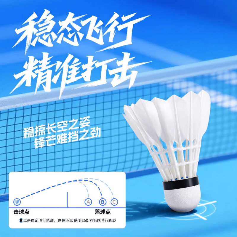 匹克羽毛球鹅毛球耐打口粮球飞行稳定专业训练比赛专用球E系列10只装 E系列-鹅毛10只装 1筒