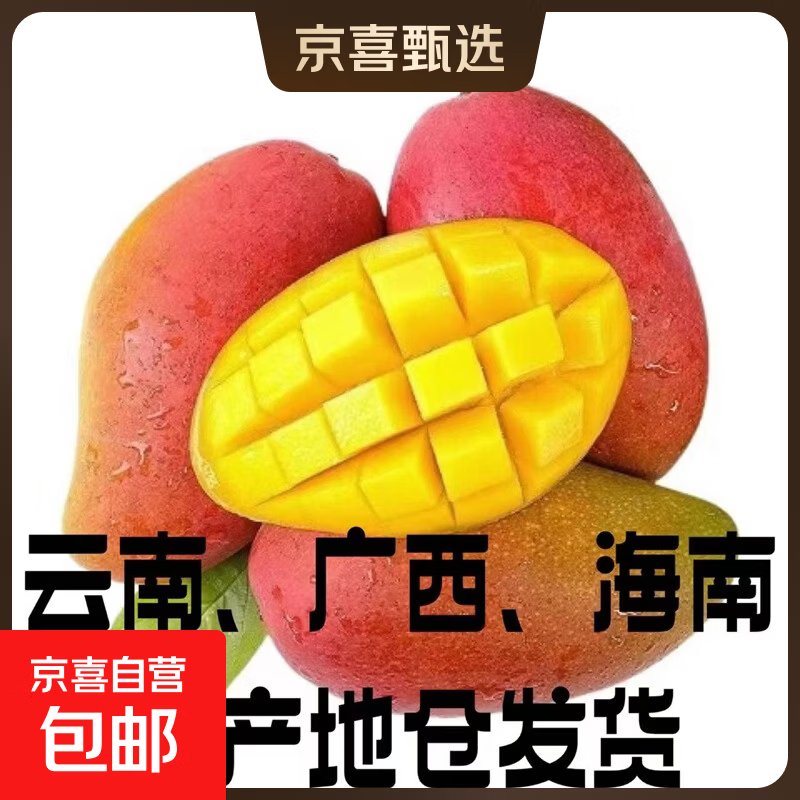 当季海南贵妃芒大果新鲜采摘水果5斤礼盒芒果爆甜多汁京东包邮37 带箱1斤净重0.7斤 单果50g+