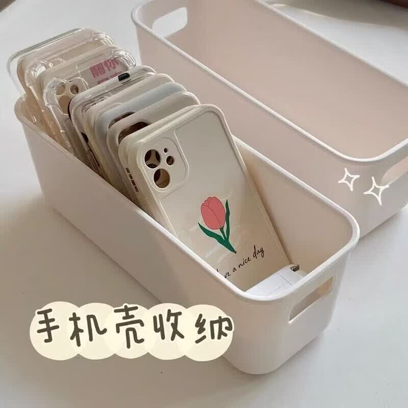 洋臣收纳盒抽屉内置分隔长方形整理盒宿舍化妆台分类档案资料储物盒子 白色 2个装