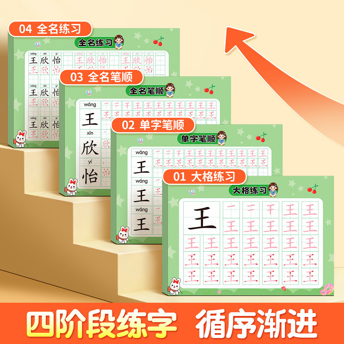 汉状元名字练字帖定制姓名描红本幼儿园练自己名字的字帖学写名字贴控笔训练儿童幼小衔接笔画笔顺入门 男款 全名笔顺【40页】送2铅2握