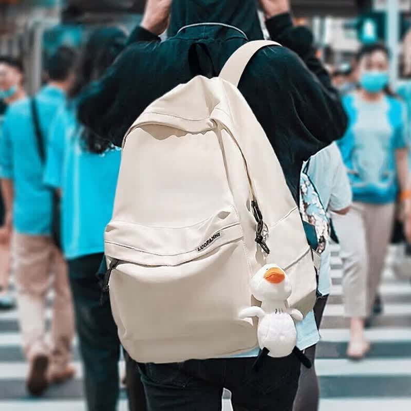 书包女初中高中生双肩包时尚书包大容量大学生休闲笔记本电脑包 黑色单包