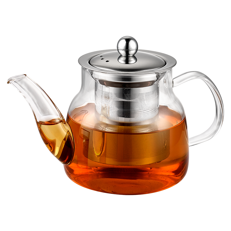 金杞（JINQI）玻璃茶壶耐热功夫茶具304不锈钢内胆滤网清洗泡茶壶 C02玻璃茶壶