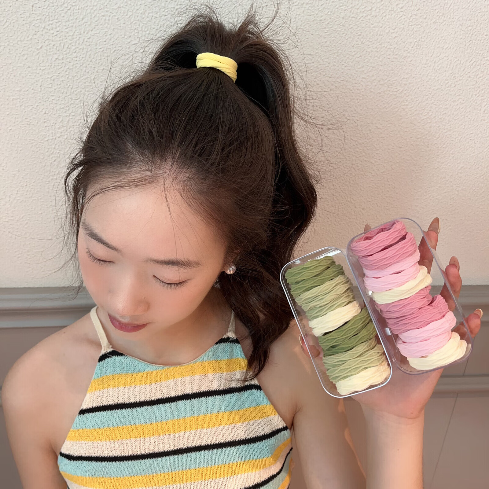 【工厂发货】2025新款柔软高弹巨耐用高马尾精品发绳皮筋女孩扎发 任意3款组合1袋45根【备注即可】