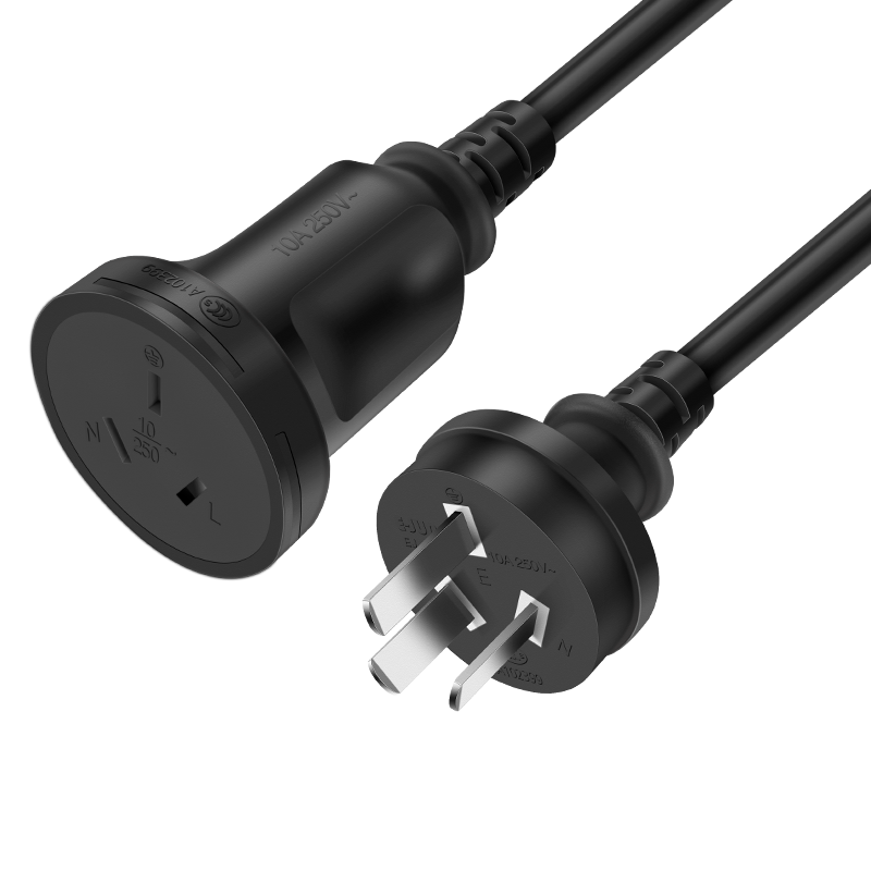 CABLE CREATIONDZ144 10A電源延長(zhǎng)線3插新國(guó)標(biāo)直頭三芯接線板帶插頭黑色三孔家電冰箱空調(diào)插線板電源加長(zhǎng)線0.5m