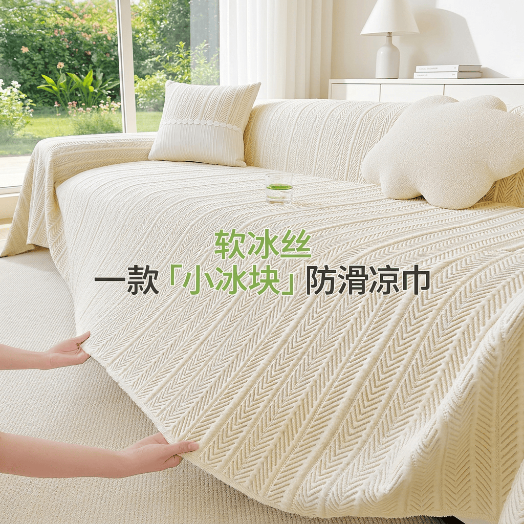 朗格凉感冰丝沙发盖布2026新款奶油风沙发凉席垫夏季全盖毯子沙发巾 玻焘-咖色【17°温和凉感 冰爽透气 可裸睡】  190*260cm【适合大双人位/贵妃位】 