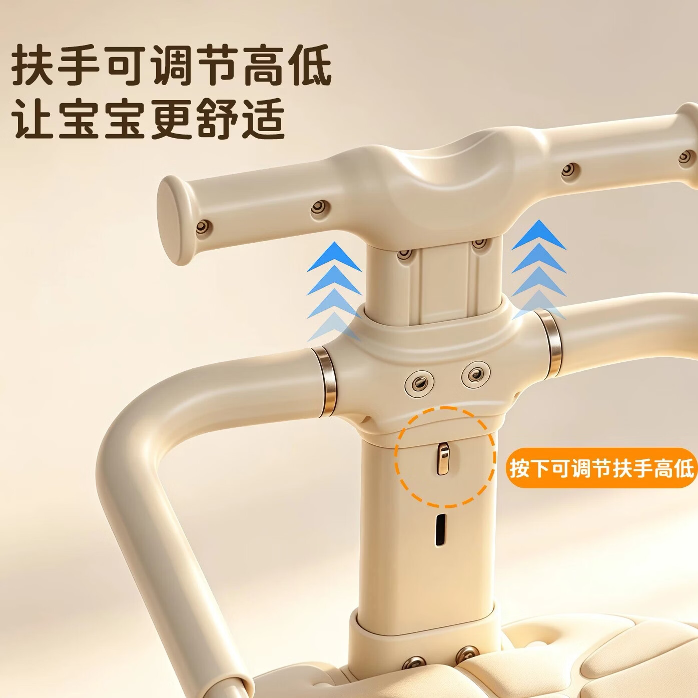 暖纯电动车儿童座椅前置旋转平躺安全婴儿宝宝坐椅减震通用电瓶车 奶白色+透气坐垫+送防撞小熊