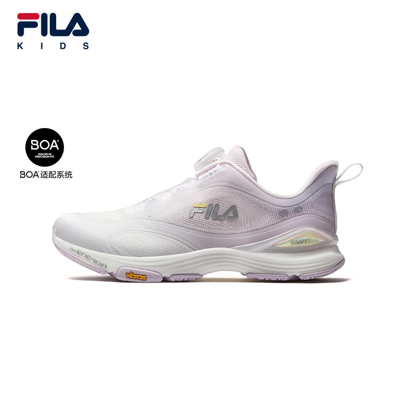 FILA灵跃PRO|斐乐儿童童鞋跑步鞋2026秋季新款男童防滑训练鞋 斐乐白/浅薰衣草紫-WL 34 内长21.0cm