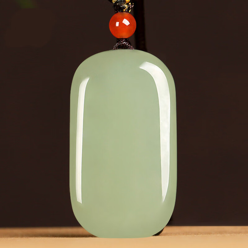 亲恒荟【附证书】和田玉吊坠平安无事牌男士女款晴水绿挂件玉佩玉石浅