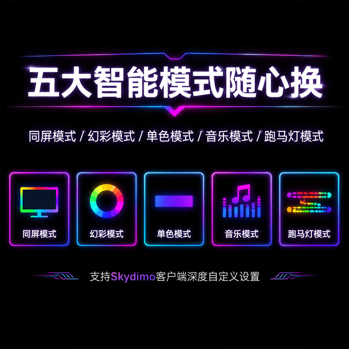 维亿曼电脑神光同步灯带灯条电脑电竞氛围灯屏幕同光RGB灯声光音乐律动 适合24寸显示屏