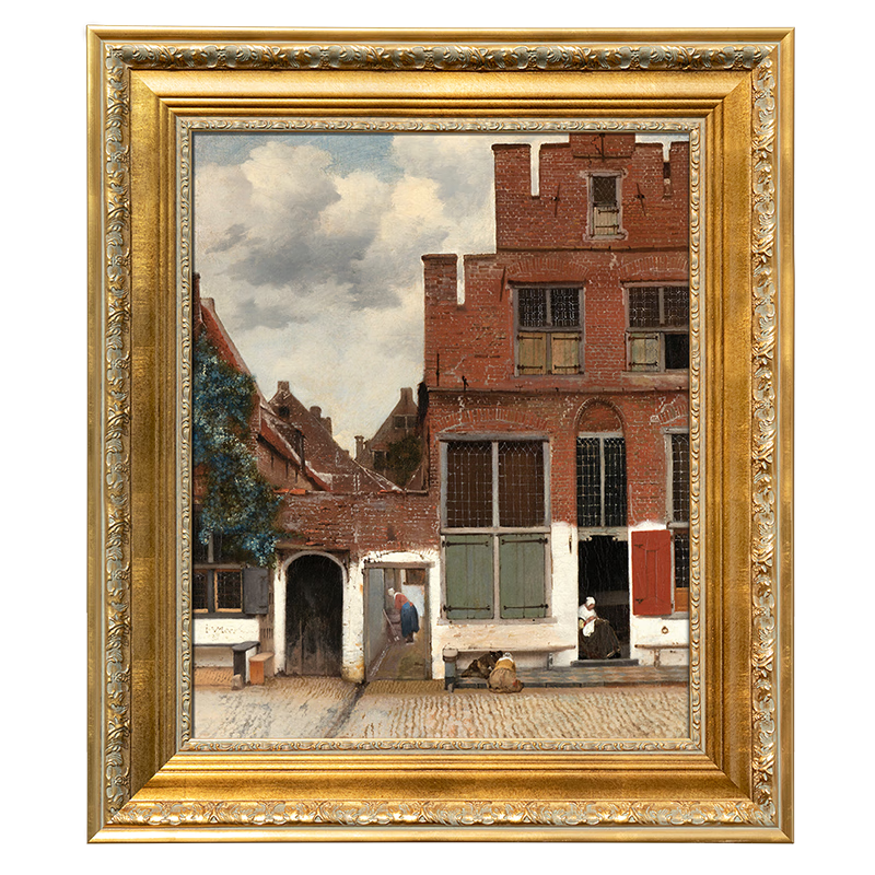 艺海识真维米尔《代尔夫特的小街》复制油画博物馆级超清复古现代装饰