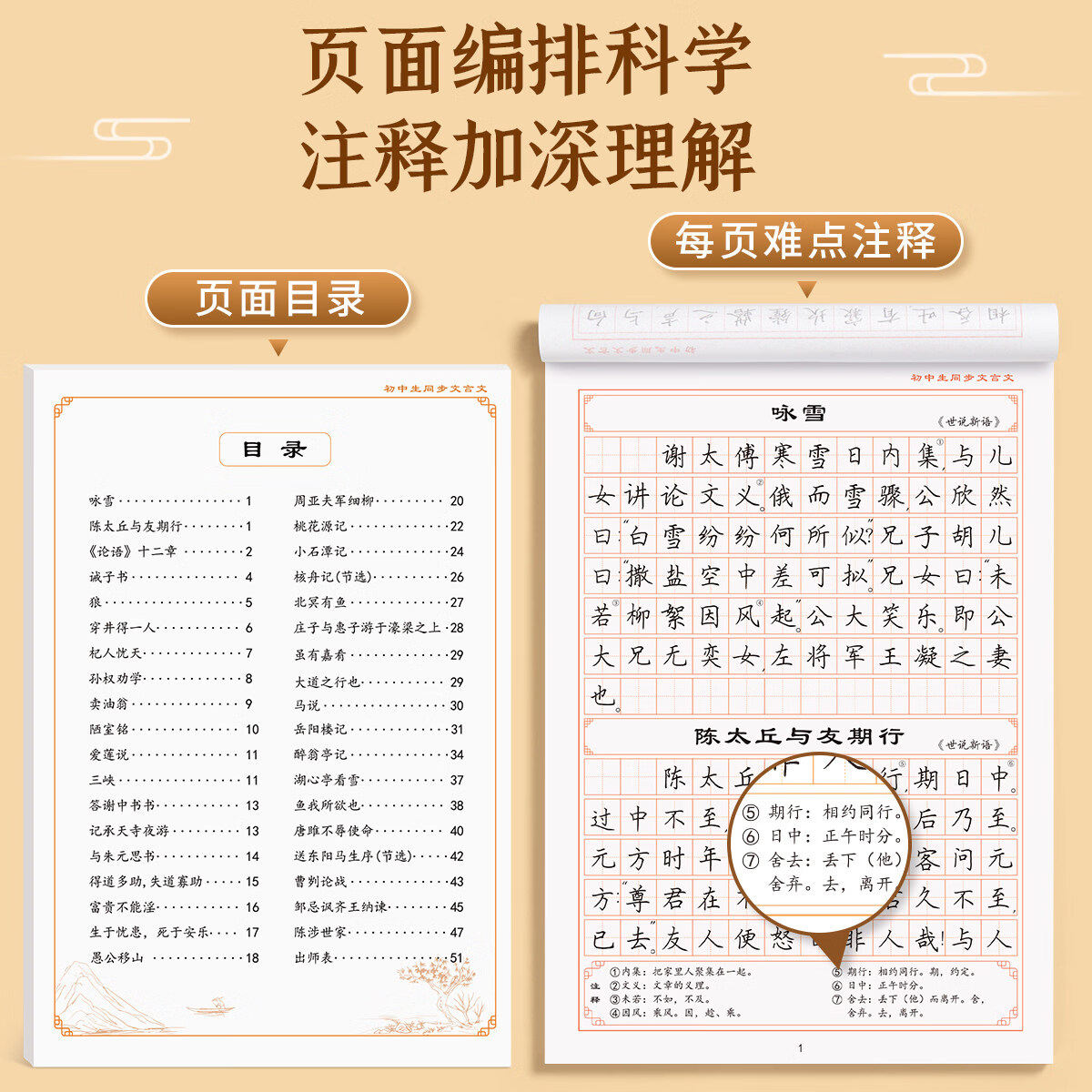 六品堂高中必背古诗文72篇行楷字帖高一二三初中生语文练字帖同步古诗词文言文初升高钢笔硬笔临摹练字本 初中楷书同步2本【古诗文+文言文】