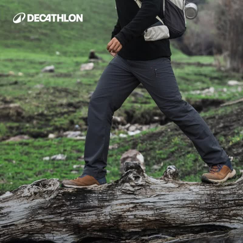 迪卡侬（DECATHLON）速干裤男女户外长裤徒步裤子快干登山透气弹力 TREK100 黑灰色-男款 【亚洲版型 裆部加深】 44
