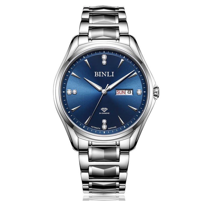 宾利(binli)手表男士全自动机械钨钢带日历防水情侣表by6130 by6130