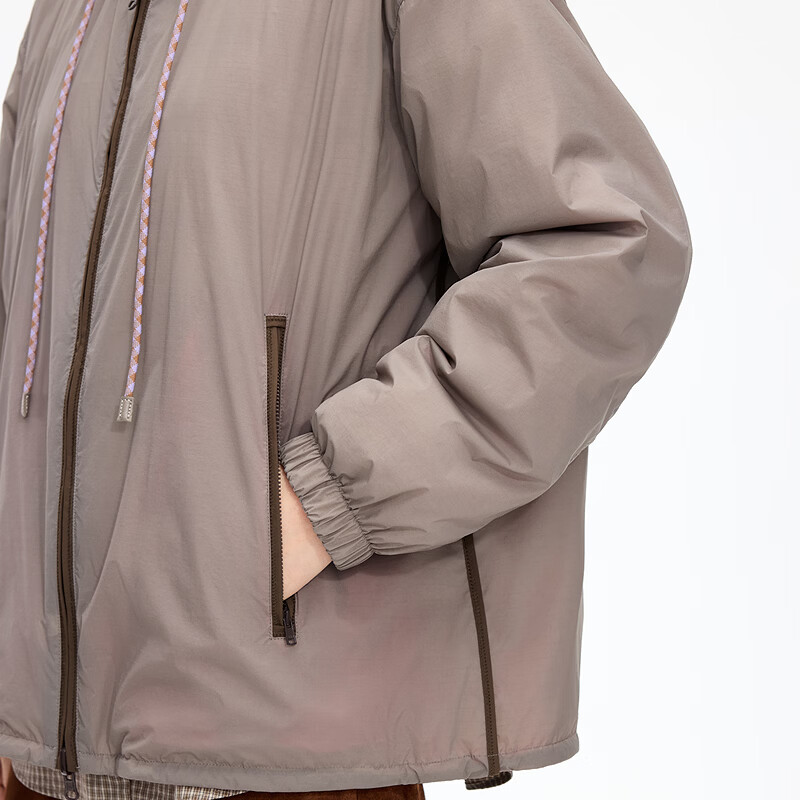 JNBY/江南布衣【正反两穿】秋冬排骨羽绒服女轻盈运动户外5P9C10370 257/深卡其 S