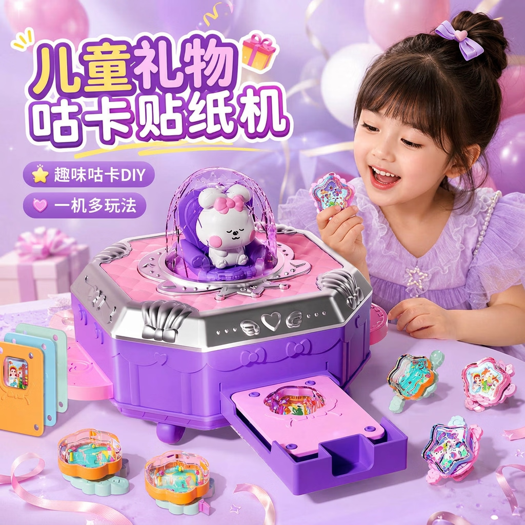 尚美贝贝公主咕卡魔法盒手工diy卡通贴纸机儿童贴画玩具女孩3-6岁生日礼物