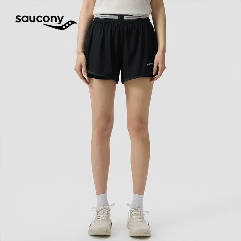 SAUCONY索康尼跑步艺术家系列女子运动竞速跑步透气双层梭织短裤