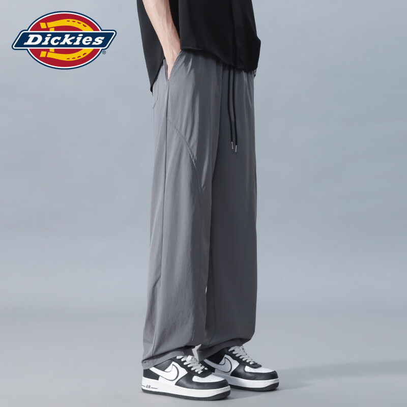 Dickies港式复古休闲工装裤男士2026秋季新款透气宽松速干直筒长裤子男装 灰色+黑色 3XL 推荐160-175斤
