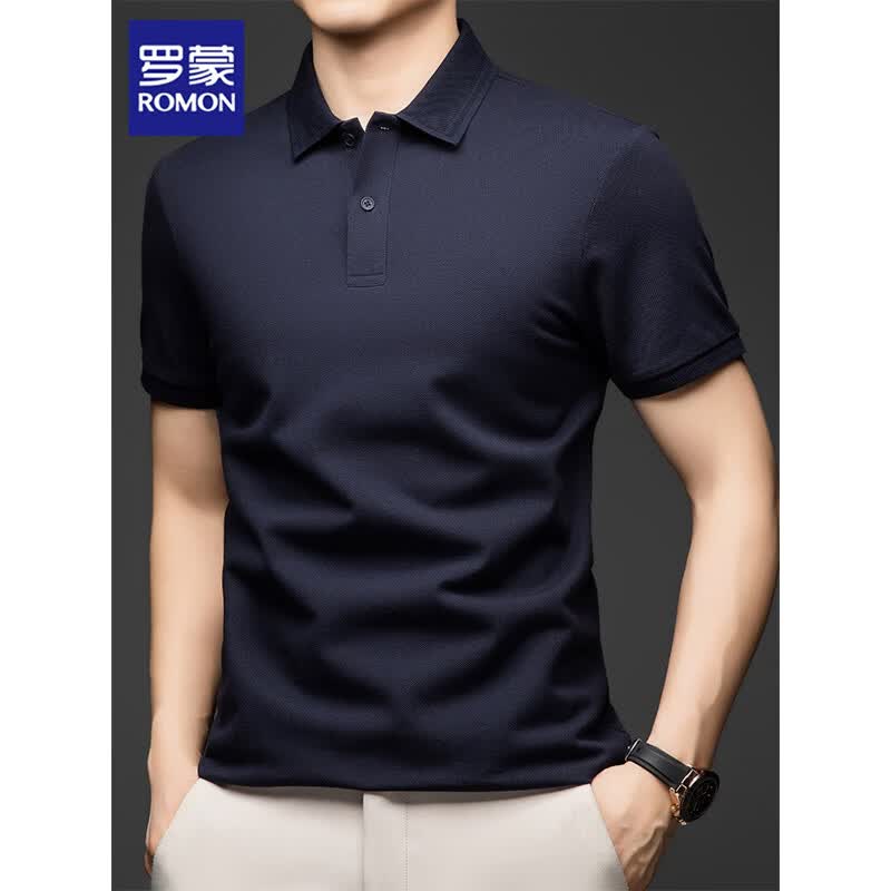 罗蒙(ROMON)纯棉短袖t恤男士2026新款商务休闲Polo衫夏季透气百搭翻领上衣男 米杏 XL 【建议130-150斤】