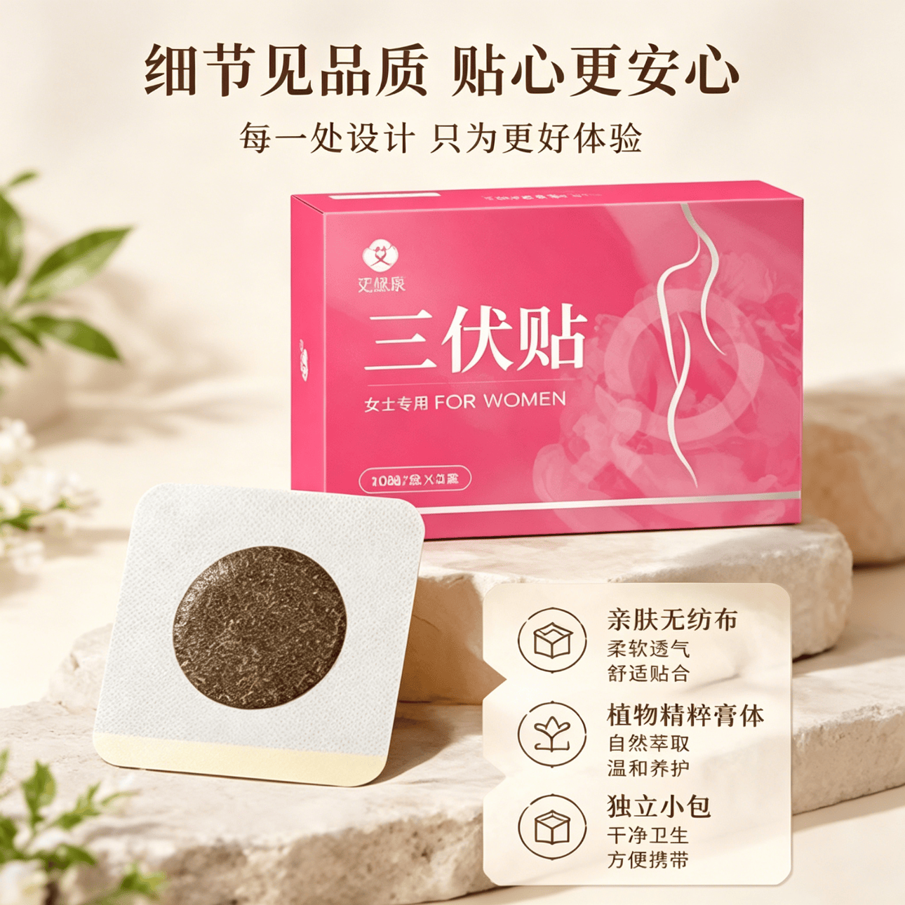 艾思辰三伏贴脾胃虚寒湿气大肚子体内湿寒冬病夏养空男女专用三伏贴 女士三伏贴【30贴/盒】 10贴/盒*3盒
