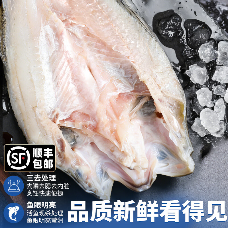 潮夫道开背海鲈鱼 三去免处理无抗生素刺少肉厚海捕海鲜水产鱼类生鲜 中号海鲈鱼4条装(400-500g/条)
