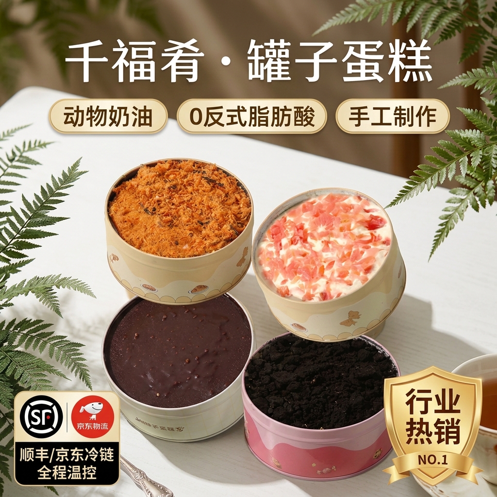 千福肴罐子蛋糕动物奶油千层慕斯盒子蛋糕下午茶罐罐蛋糕甜品300g/罐 芒果1盒+奥巧1盒【赠勺子】