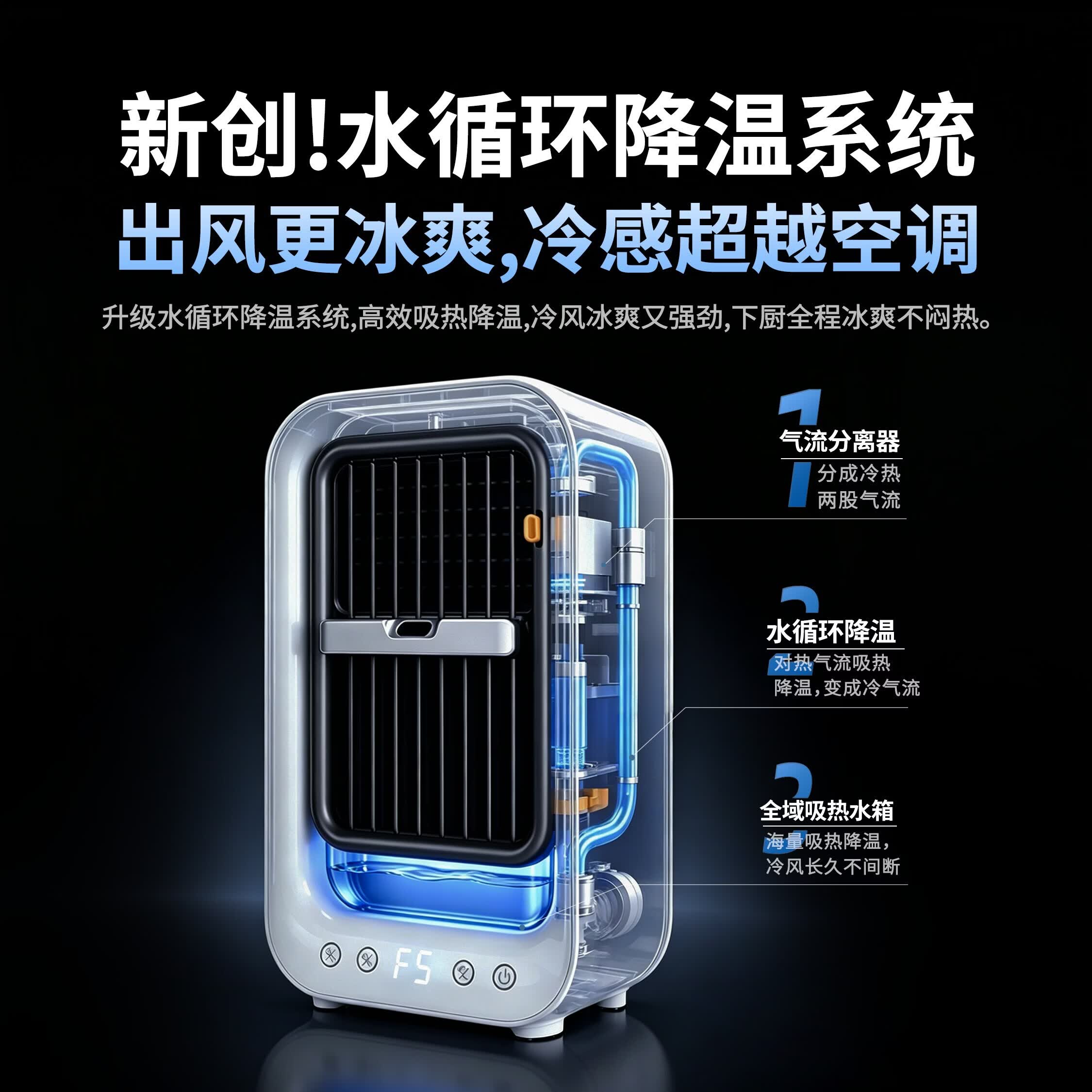 索樱琪【大冰雾 真降温】厨房冰雾扇 厨房专用空调风扇制冷降温神器 小型桌面台式节能低噪 【2026新升级】厨房冰雾扇Pro款 【冰爽冷雾】真空调冷风·静音降噪