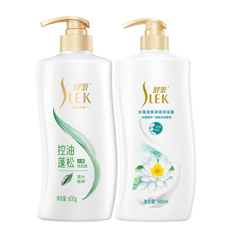 舒蕾（SLEK）控油去屑蓬松丰盈洗发水600g 控油去屑洗发水600g+清爽净润沐浴露600g