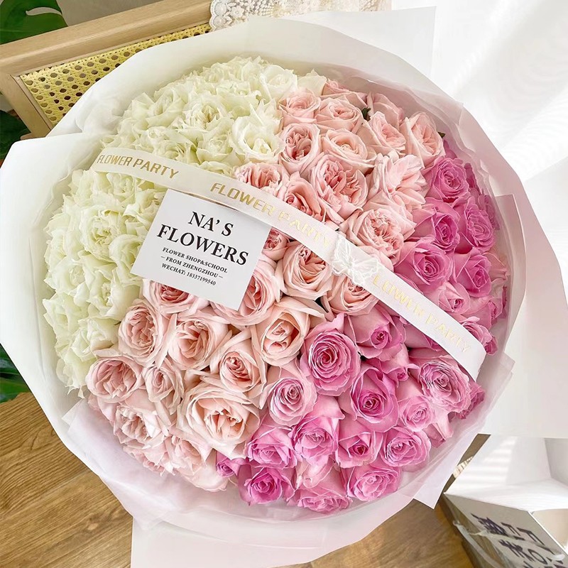 99朵粉玫瑰渐变色花束 全国同城配送-可提前预约