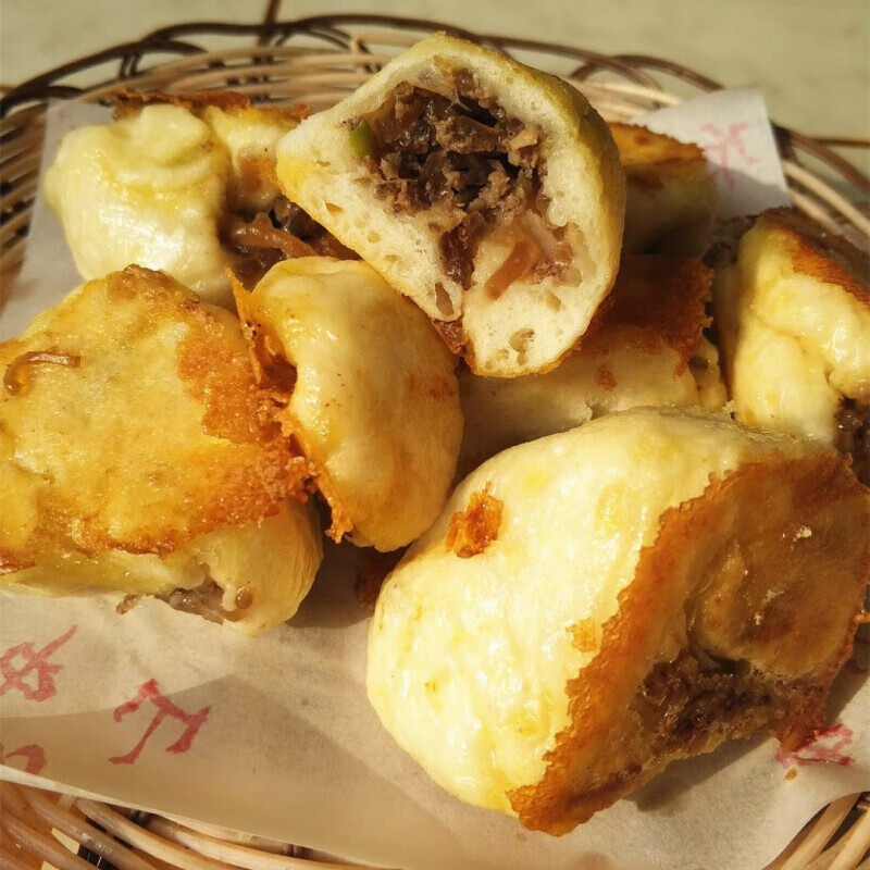 虎钢馋清真牛肉粉条水煎包1份15个 河南特产方中山煎饺锅贴包子馒头